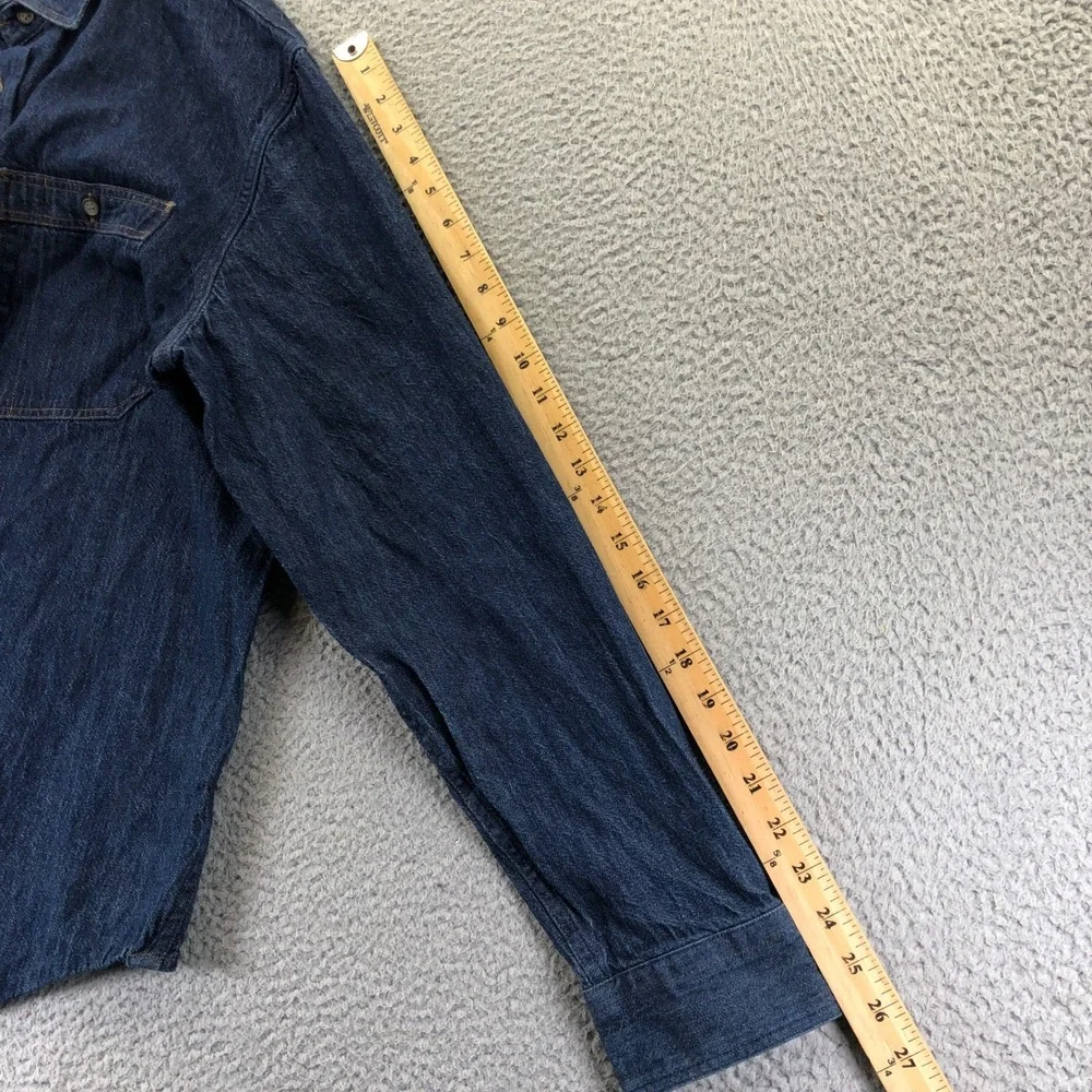 Banana Republic Shirt Men Extra Large Indigo Denim Heritage Workwear Cotton Hemp